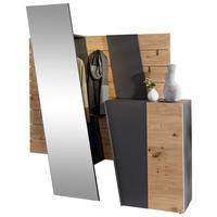 GARDEROBE 3-teilig  in 174/192,5/44,3 cm  - Wildeiche/Graphitfarben, Natur, Glas/Holz (174/192,5/44,3cm) - Voglauer
