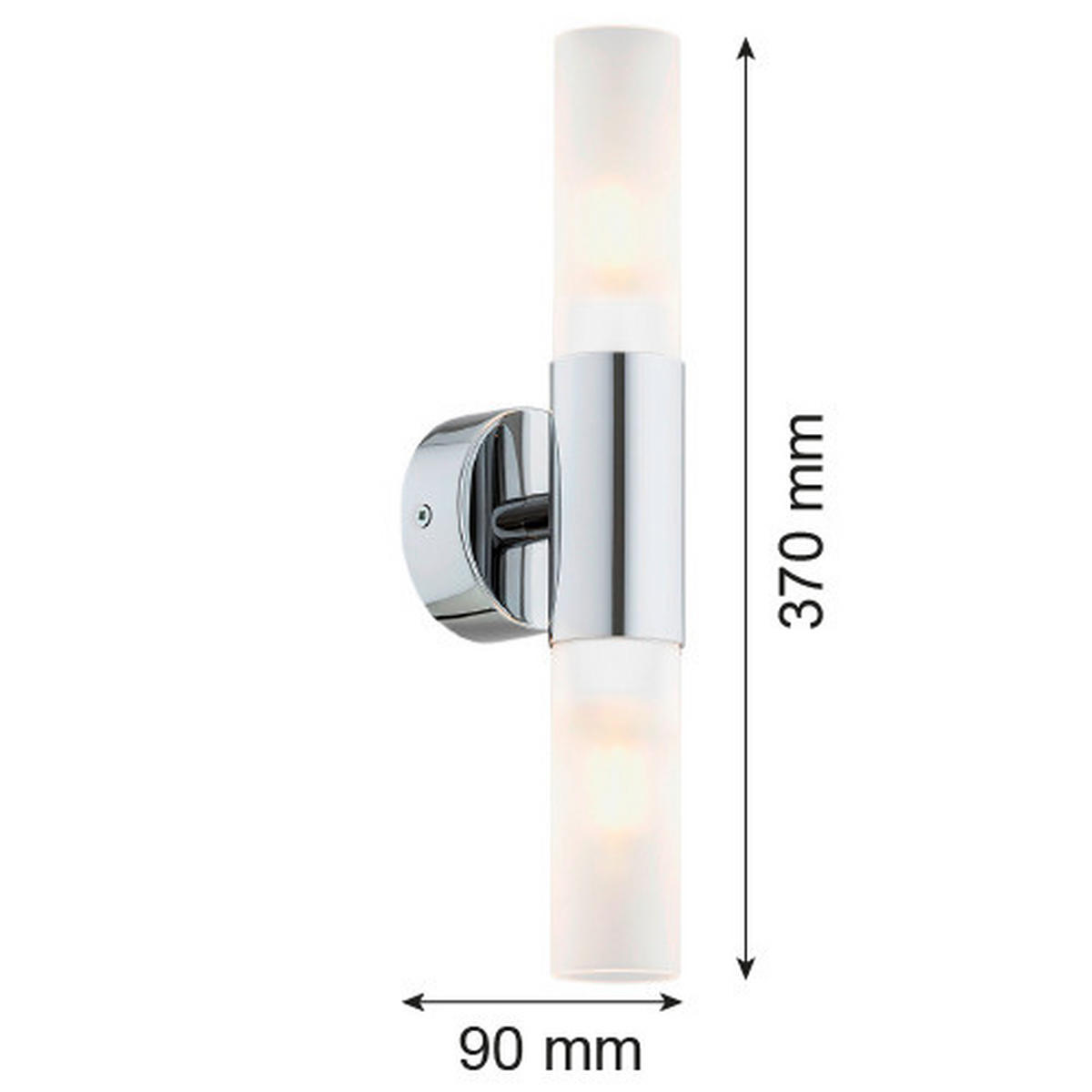WANDLEUCHTE Taylor 37/8/9 cm   - Chromfarben/Weiß, KONVENTIONELL, Glas/Metall (37/8/9cm)