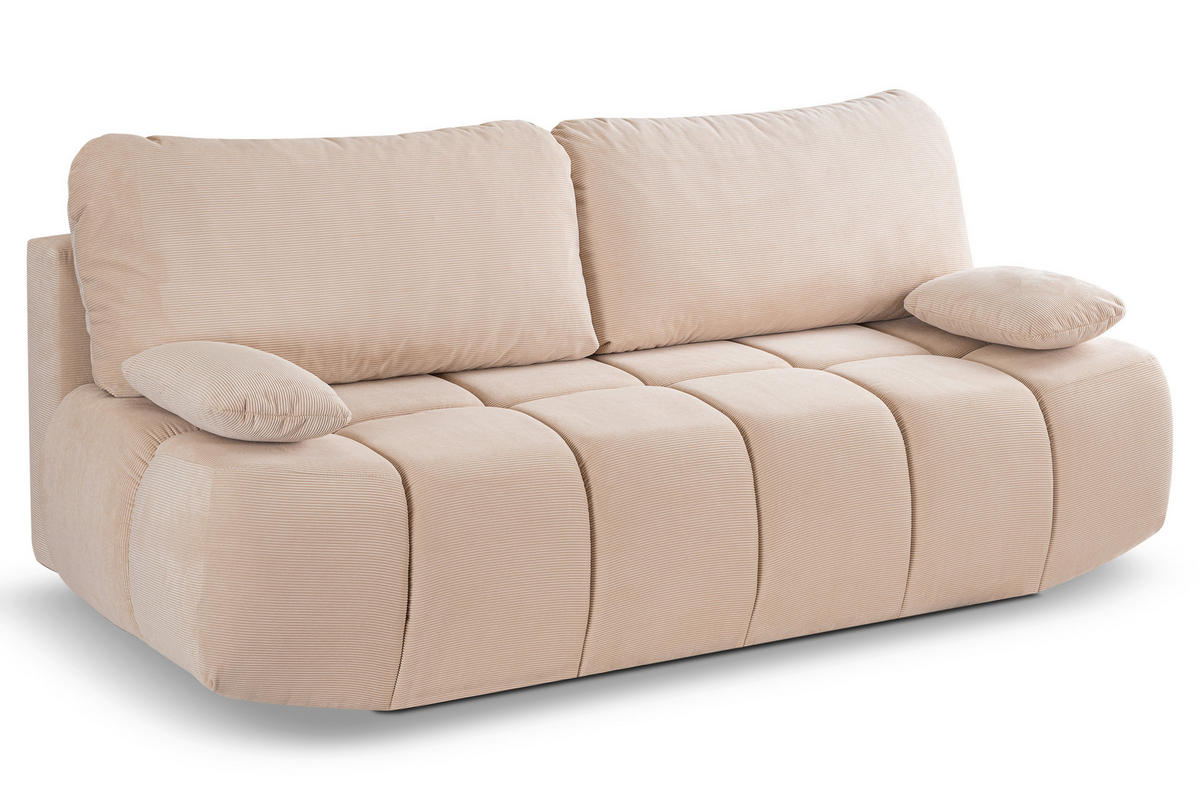 SCHLAFSOFA LAUDER  mit Cord Beige  - Beige/Schwarz, Basics, Kunststoff/Textil (207/93/105cm) - MID.YOU