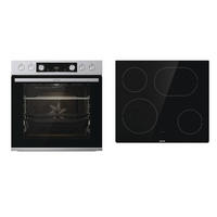 HERDSET 738870  - Edelstahlfarben/Schwarz, Basics, Glas/Metall (59,5/59,5/56,4cm) - Gorenje