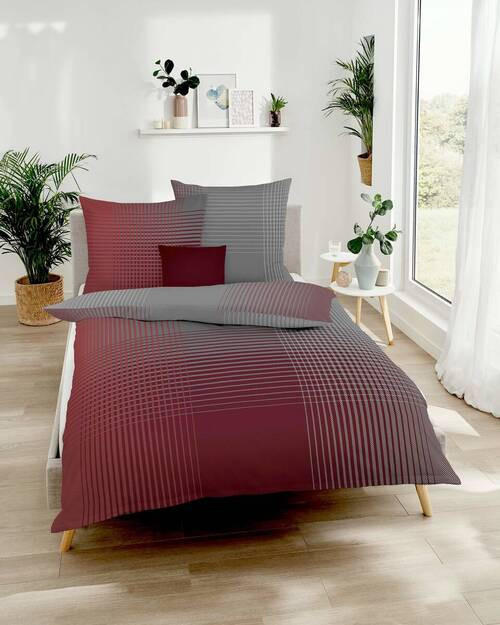 BETTWÄSCHE Makosatin 200/220 cm  - Dunkelrot, KONVENTIONELL, Textil (200/220cm) - Kaeppel