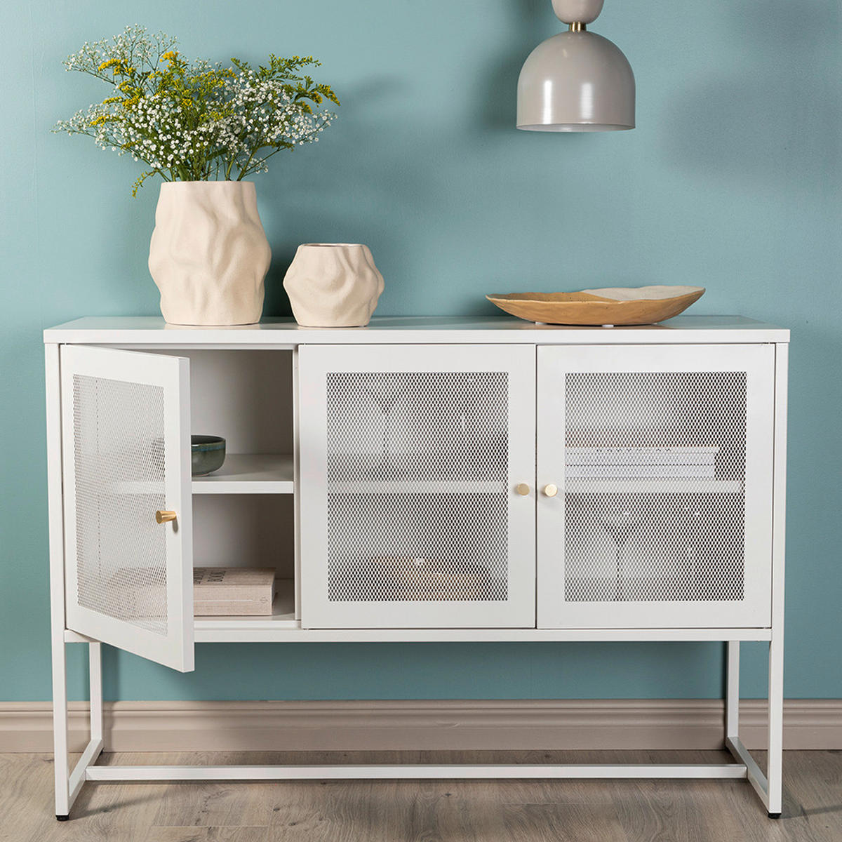 SIDEBOARD 120/80/40 cm  - vit, Design, metall (120/80/40cm) - Livetastic