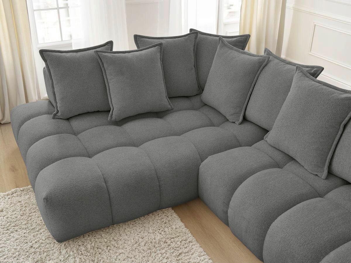 ECKSOFA Ottomane links  EVEREST Dunkelgrau Flachgewebe  - Dunkelgrau/Schwarz, MODERN, Kunststoff/Textil (210/352cm) - Livetastic