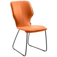 STUHL Echtleder Orange  - Dunkelgrau/Orange, Design, Leder/Metall (49/95/63cm) - Musterring