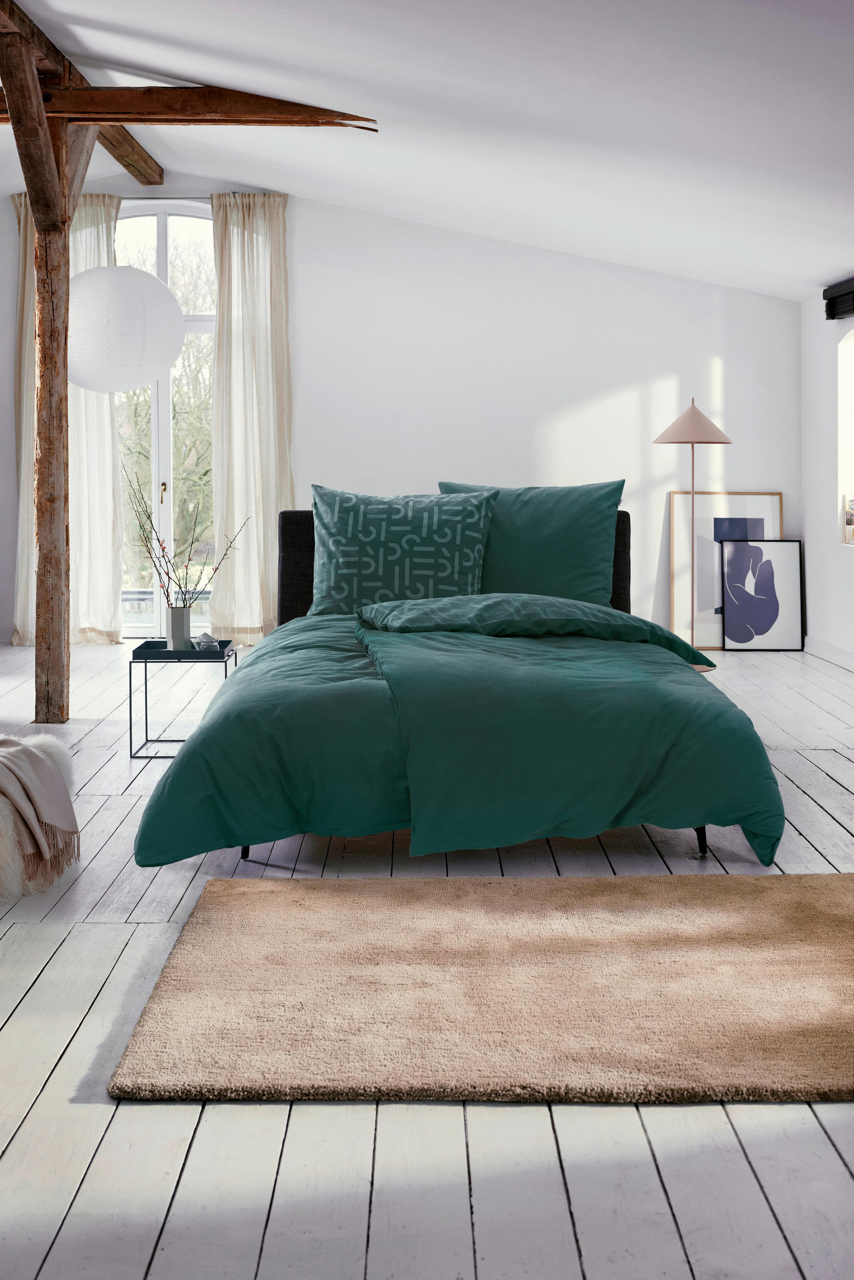 WENDEBETTWÄSCHE E-Scatter Big Flanell 200/200 cm  - Dunkelgrün/Grün, Basics, Textil (200/200cm) - Esprit