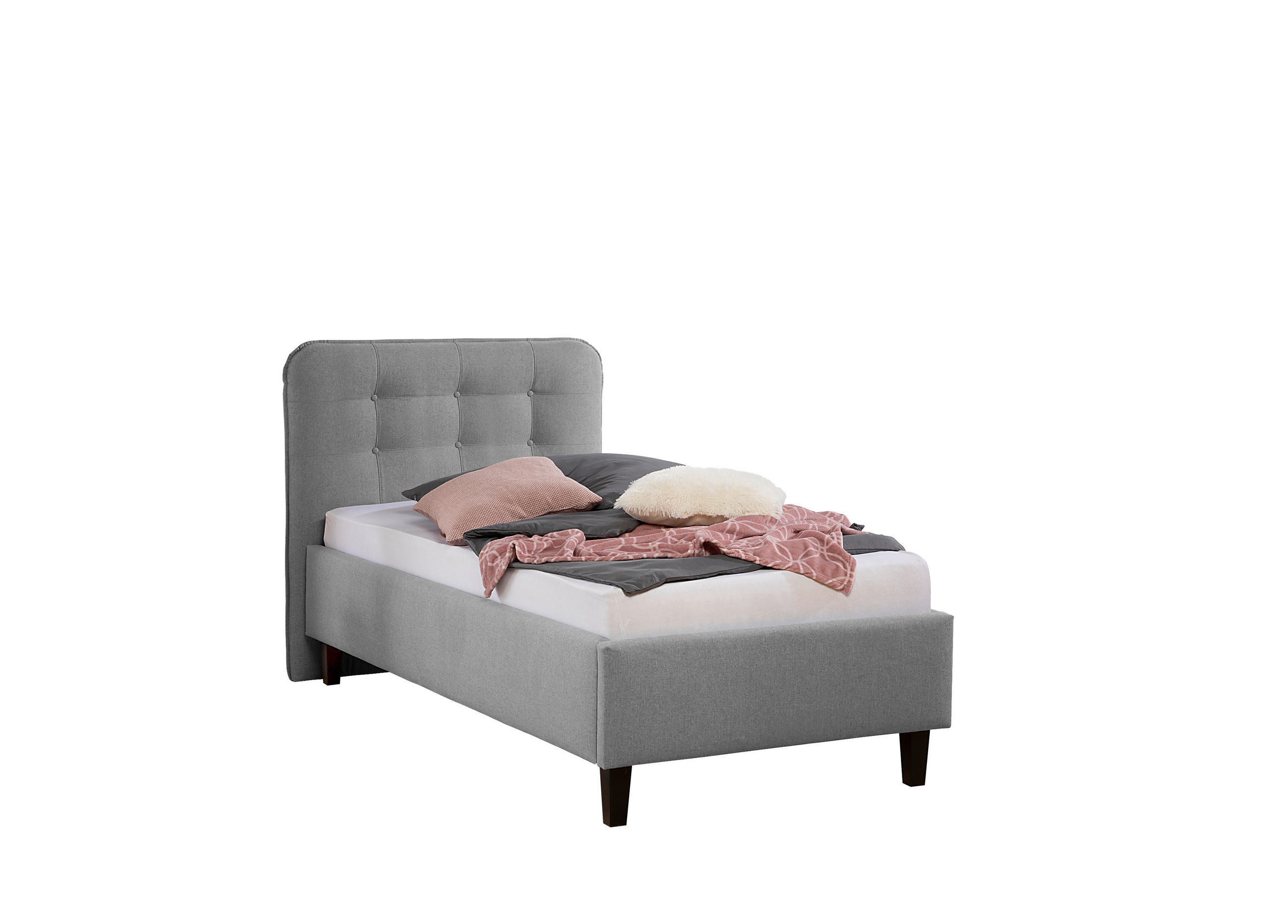 POLSTERBETT 100/200 cm,  in Grau,  - Schwarz/Grau, MODERN, Holz/Textil (100/200cm) - Livetastic