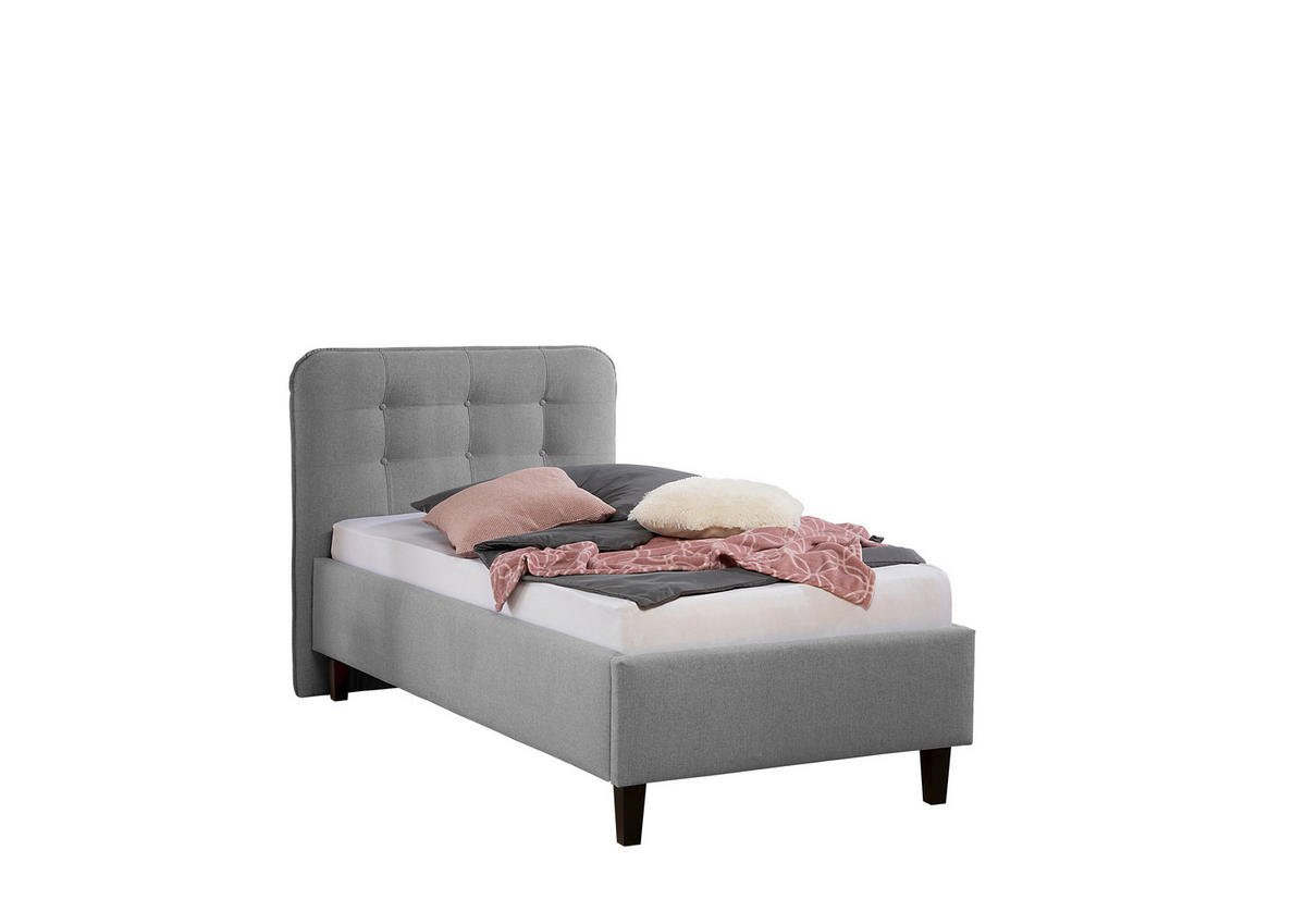POLSTERBETT 100/200 cm,  in Grau,  - Schwarz/Grau, MODERN, Holz/Textil (100/200cm) - Livetastic