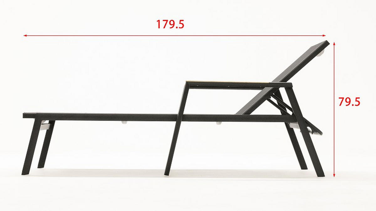 SONNENLIEGE 76/51,5/196 cm  - Schwarz/Grau, Modern, Holz/Textil (76/51,5/196cm) - Amatio