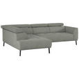 ECKSOFA in Struktur Hellgrau 205/280 cm - Hellgrau/Schwarz, Design, Textil/Metall (205/280cm) - Xora