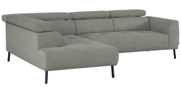 ECKSOFA in Struktur Hellgrau 205/280 cm - Hellgrau/Schwarz, Design, Textil/Metall (205/280cm) - Xora