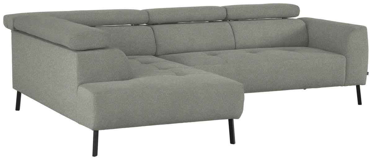 ECKSOFA in Struktur Hellgrau  205/280 cm  - Hellgrau/Schwarz, Design, Textil/Metall (205/280cm) - Xora