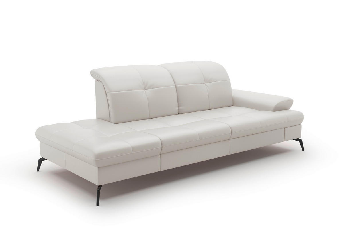RÉCAMIERE Weiß Kombination Echtleder/Stoff Vliesstoff  - Schwarz/Weiß, KONVENTIONELL, Leder/Textil (231/90/122cm) - Sit & More
