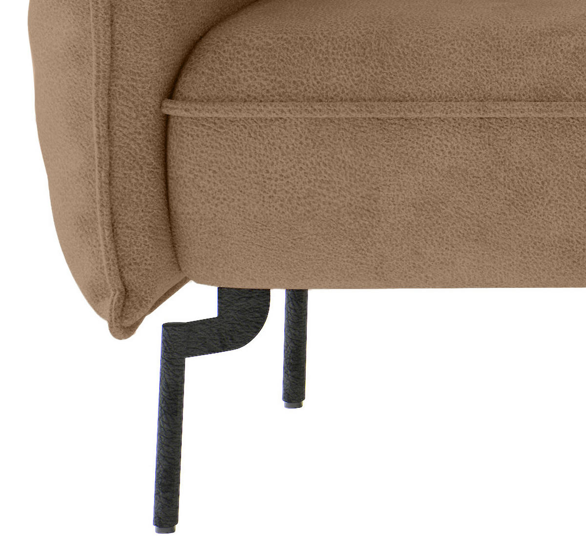 ECKSOFA in Flachgewebe Hellbraun  265/185 cm  - Hellbraun/Edelstahlfarben, Design, Textil/Metall (265/185cm) - Livetastic