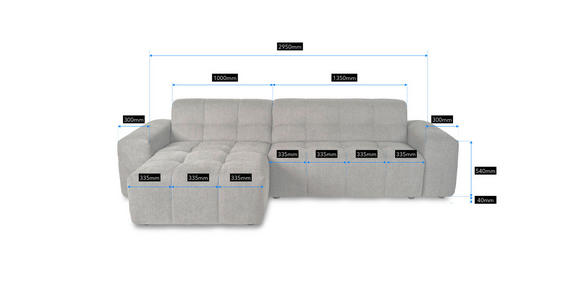 ECKSOFA Petrol Webstoff  - Petrol/Schwarz, KONVENTIONELL, Kunststoff/Textil (295/157cm) - Carryhome