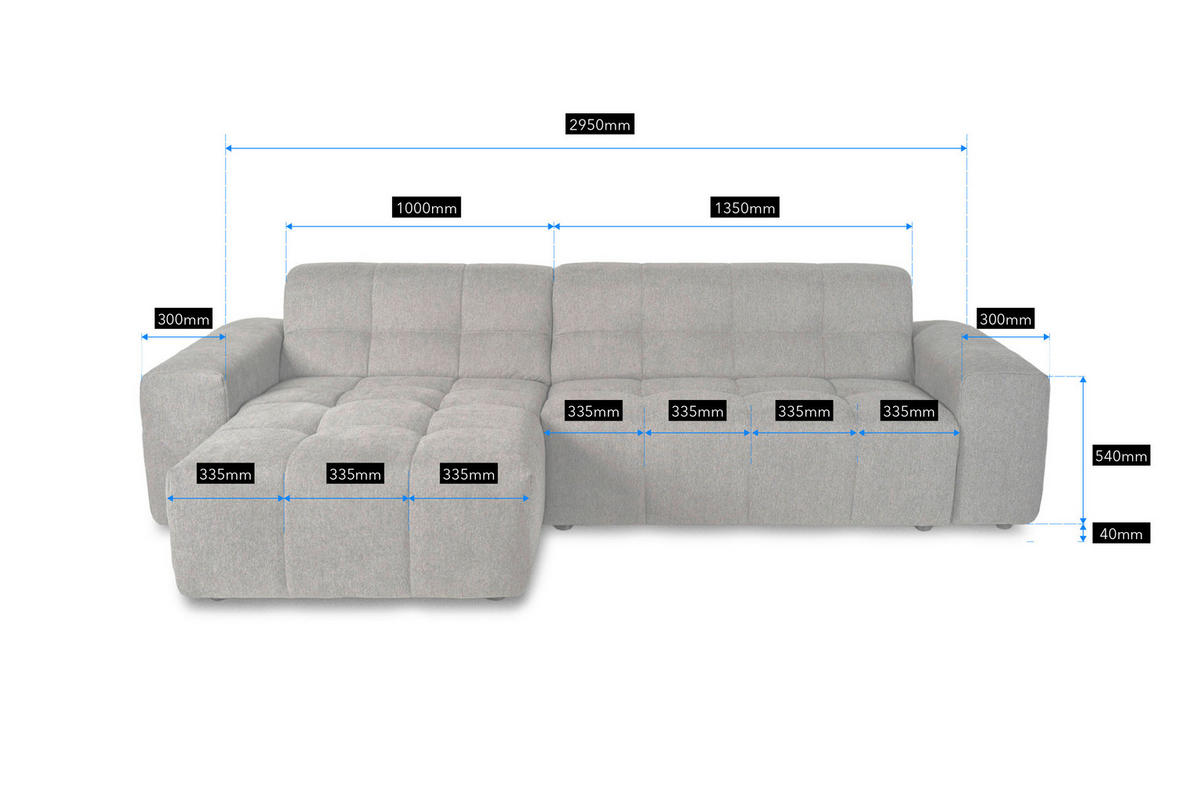 ECKSOFA Salbeigrün Webstoff  - Salbeigrün/Schwarz, KONVENTIONELL, Kunststoff/Textil (295/157cm) - Carryhome