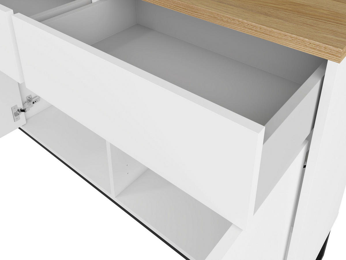 SIDEBOARD Alto 156,8/84,1/36,5 cm 3 Schublade(n)  - Weiss/Eichefarben, Design, Holzwerkstoff/Metall (156,8/84,1/36,5cm) - MID.YOU