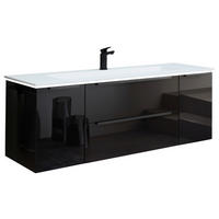 MOSDÓSZEKRÉNY MOSDÓVAL  - fekete/fehér, Design, faalapú anyag/kő (132cm) - Leonardo Living