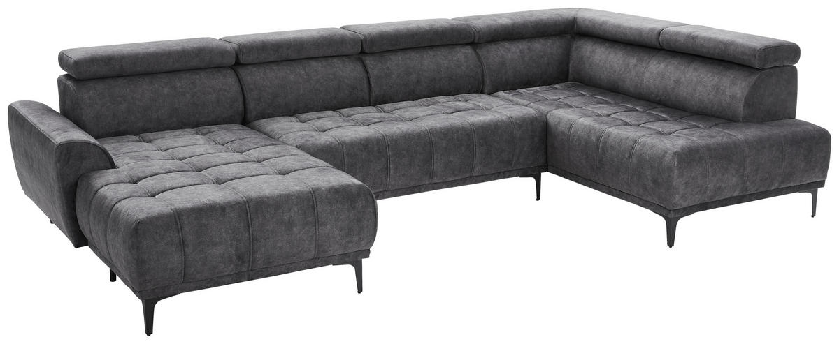 SEDACÍ SOUPRAVA, textil, barvy grafitu - černá/barvy grafitu, Design, kov/textil (172/340/191cm) - Stylife