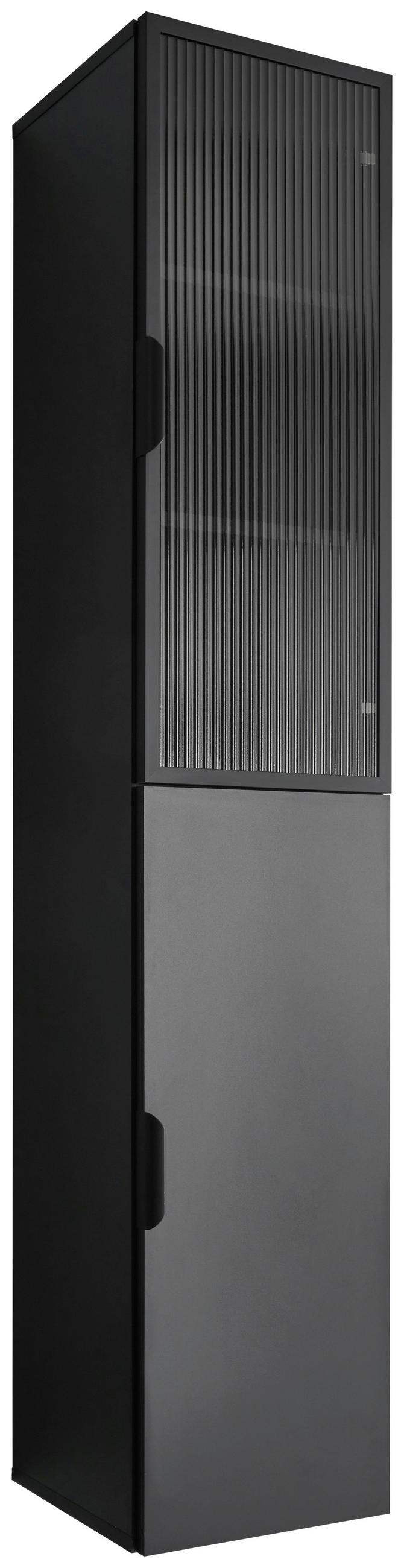 HOCHSCHRANK 33/170/35 cm  - Schwarz, KONVENTIONELL, Glas/Holzwerkstoff (33/170/35cm) - home24