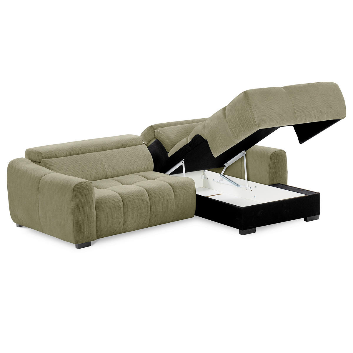 ECKSOFA  Webstoff Grün  - Schwarz/Grün, Design, Kunststoff/Textil (274/177cm) - Livetastic