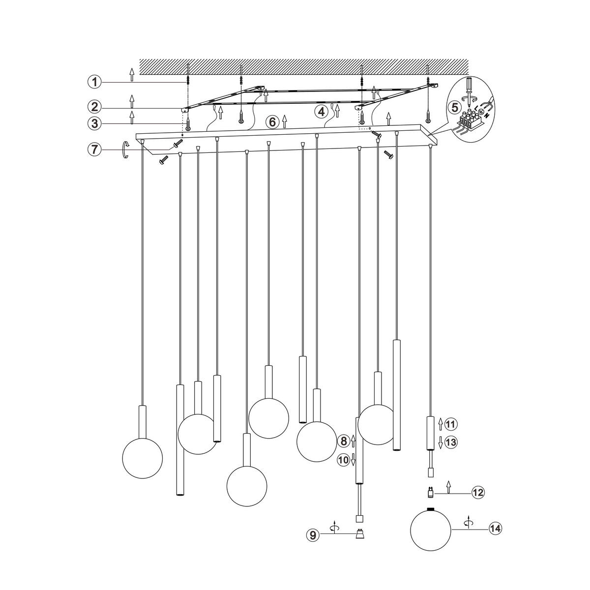 PENDELLEUCHTE JOSIANE 3.5/143/200 cm   - Schwarz/Orange, Trend, Metall (3.5/143/200cm) - Lucide