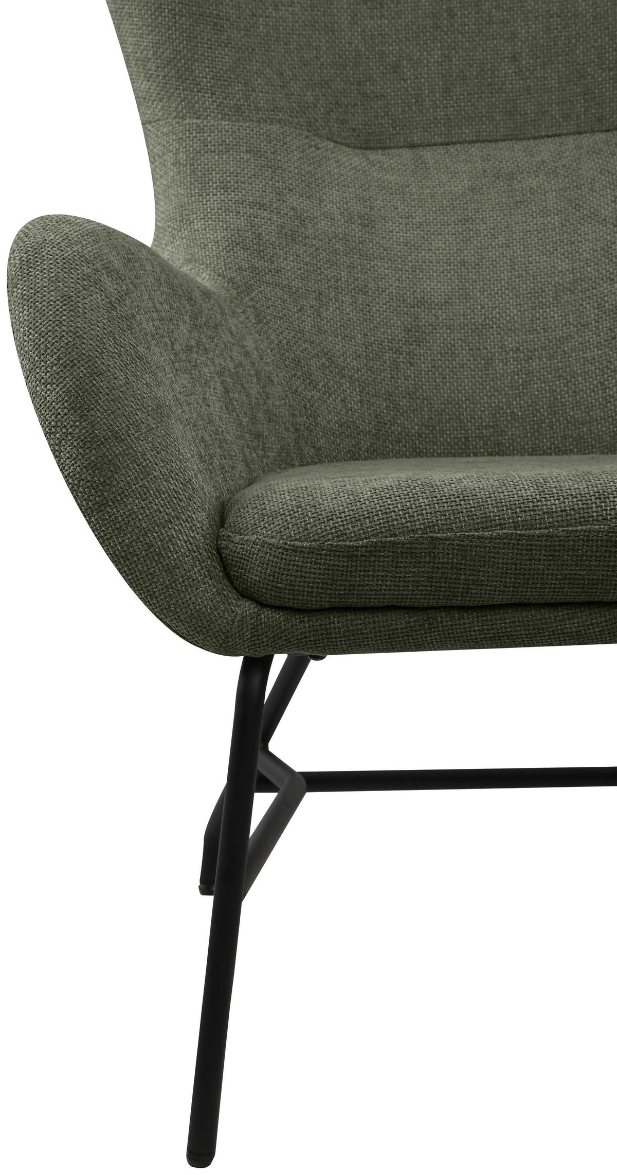 SESSEL in Bouclé Grün  - Schwarz/Grün, MODERN, Textil/Metall (77/106.5/84cm) - Livetastic