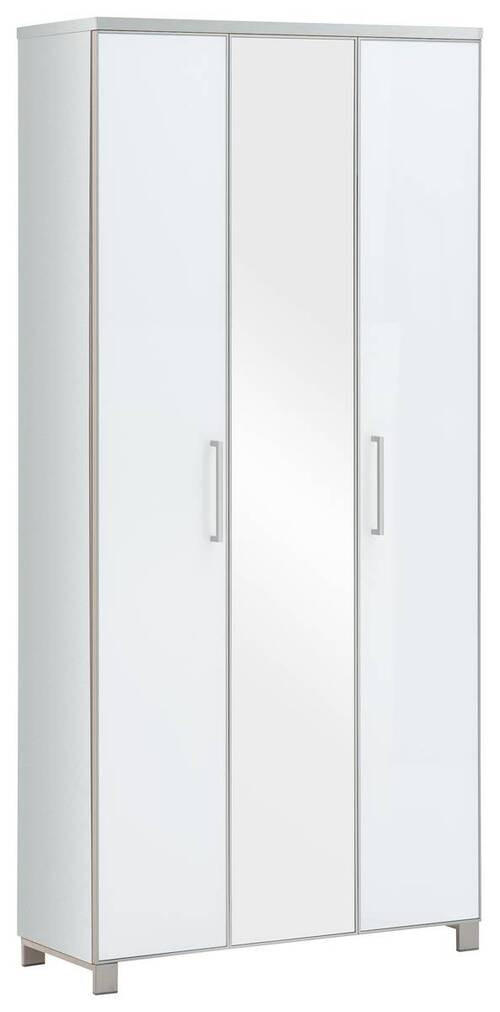 GARDEROBENSCHRANK 90/193/37 cm  - Chromfarben/Weiß, Design, Glas/Holzwerkstoff (90/193/37cm)