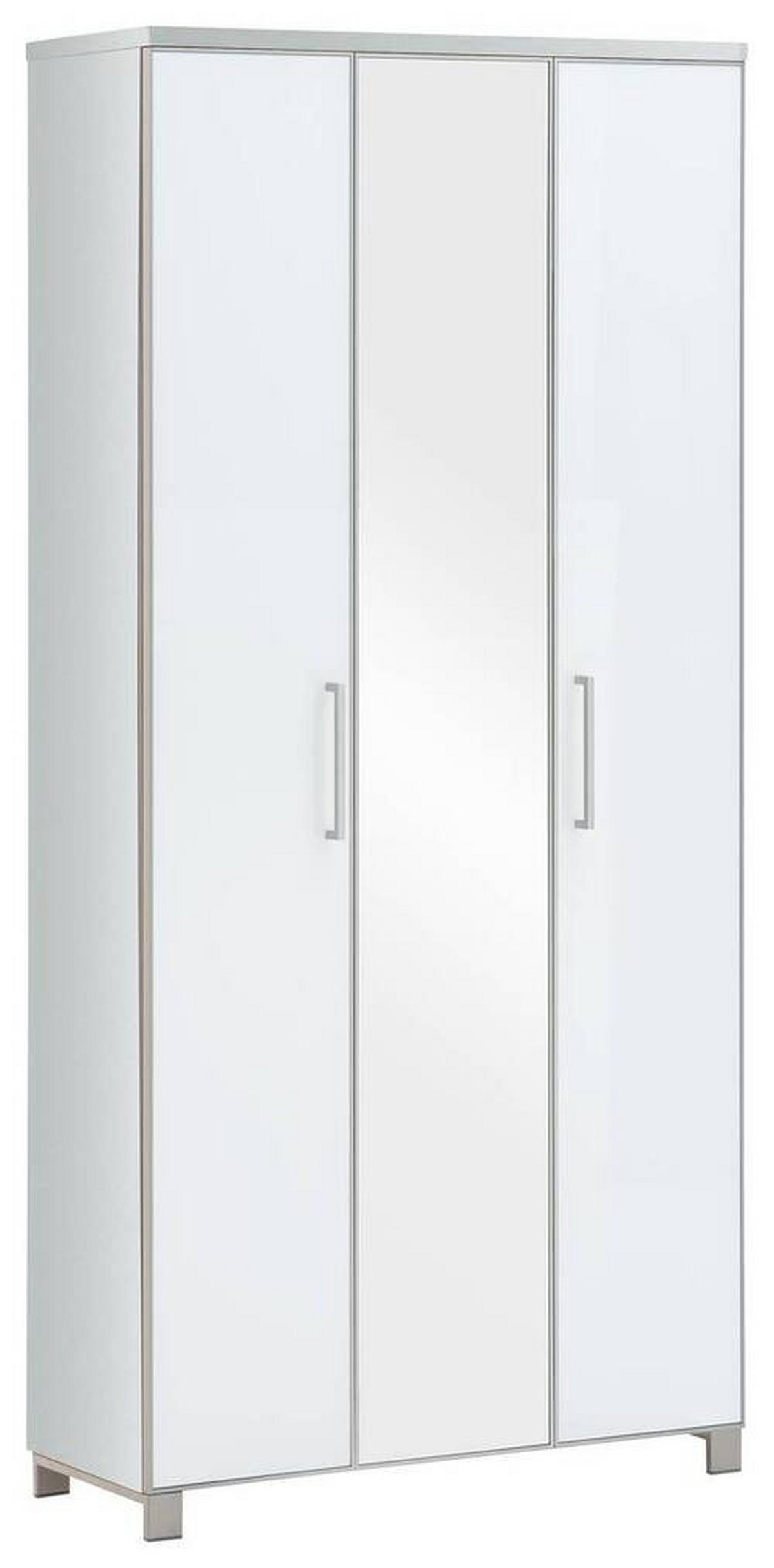 GARDEROBENSCHRANK Santina  in 90/193/37 cm  - Chromfarben/Weiß, Design, Glas/Holzwerkstoff (90/193/37cm)