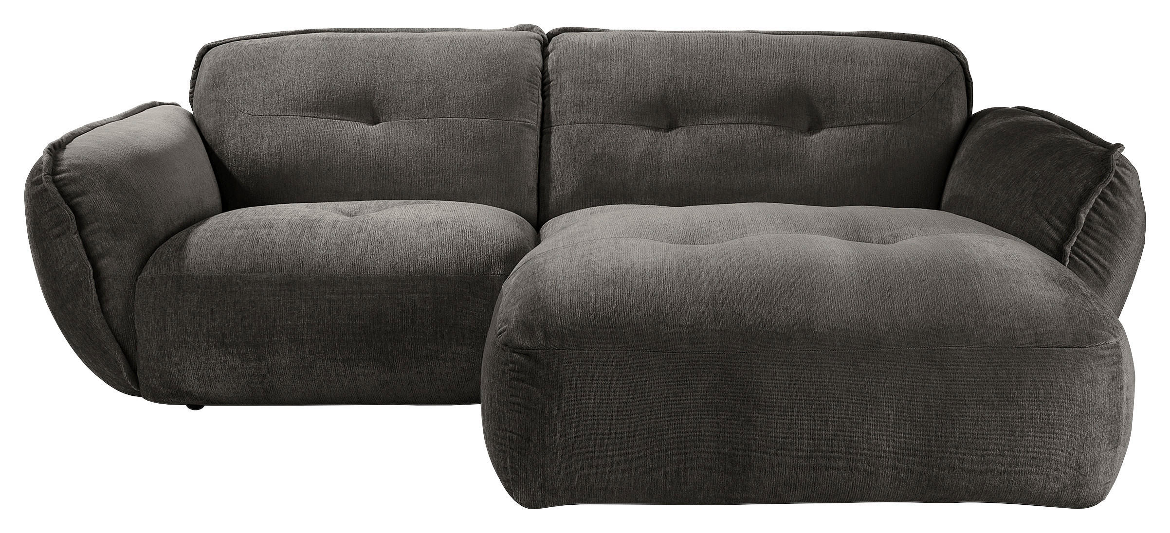 ECKSOFA in Chenille Anthrazit  - Anthrazit/Schwarz, Modern, Kunststoff/Textil (269/184cm) - Trendmanufaktur