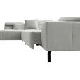ECKSOFA Hellgrau Feincord Rücken echt, Kopfteilverstellung, Sitzvorzug  - Hellgrau/Schwarz, KONVENTIONELL, Textil/Metall (219/311cm) - Hom`in