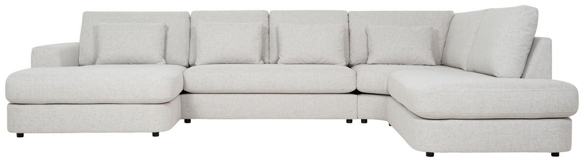 SOFFA i flatväv beige  - beige/svart, Klassisk, metall/trä (380/93/175cm) - Novel