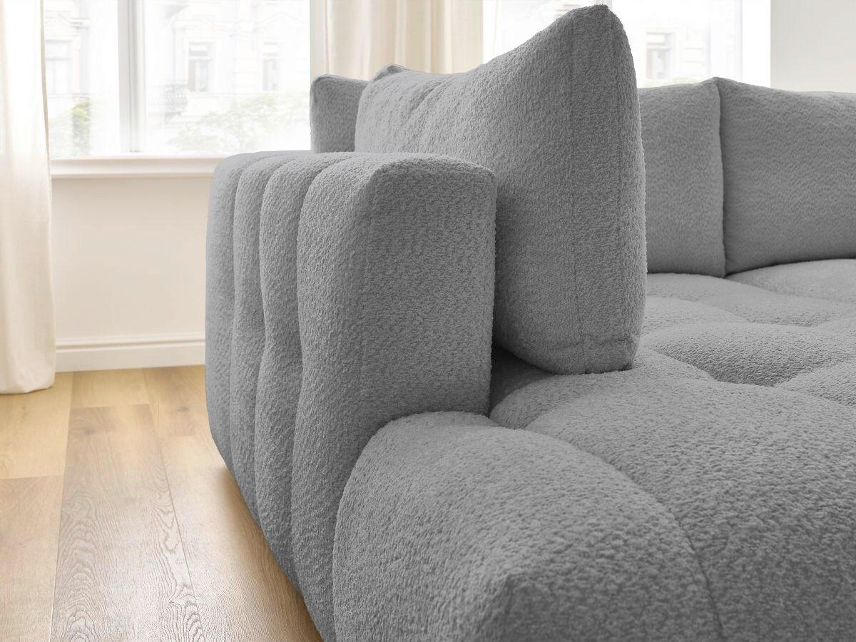 ECKSCHLAFSOFA FUJI Bouclé Dunkelgrau  inkl.  - Dunkelgrau/Schwarz, MODERN, Kunststoff/Textil (204/282cm)