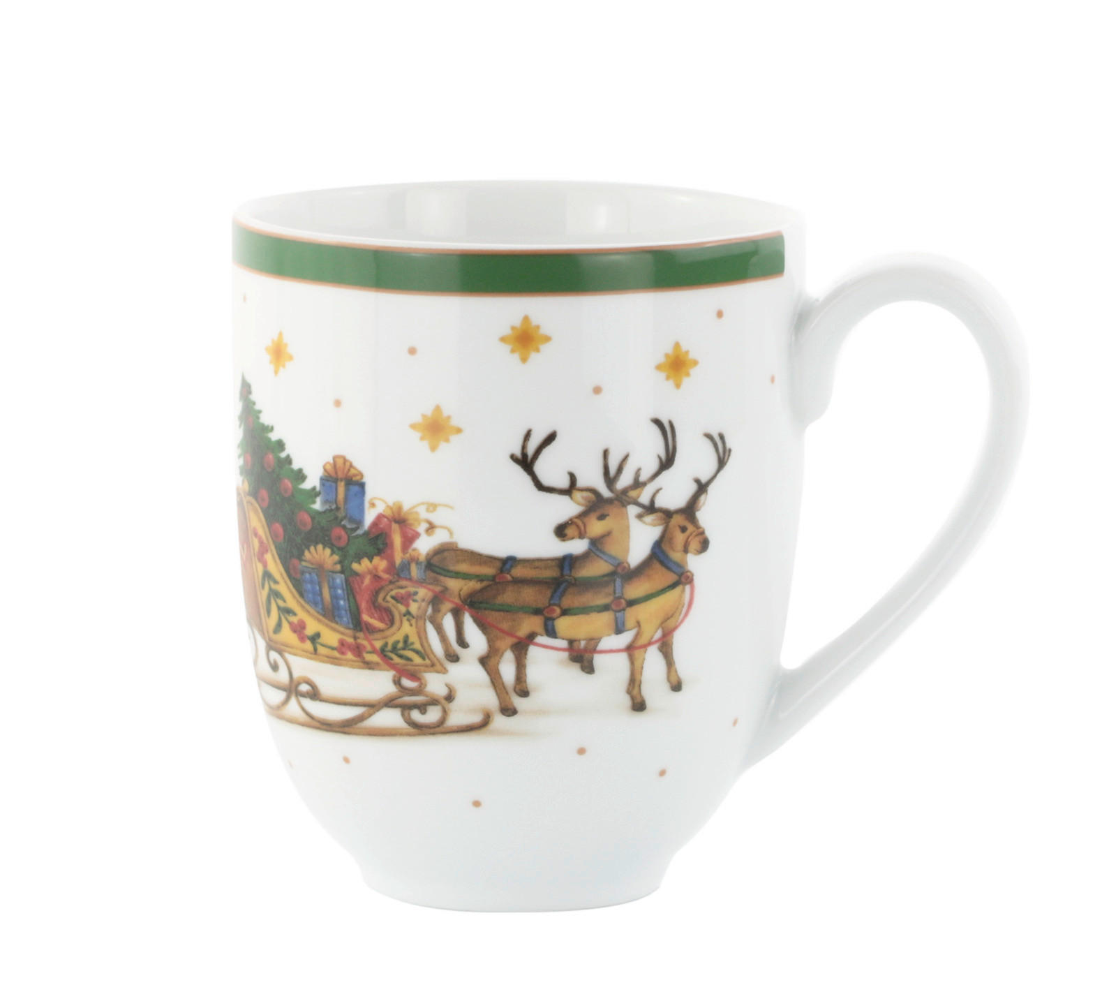 KAFFEEBECHER Vintage Christmas  400 ml   - Weiß/Grün, KONVENTIONELL, Keramik (7,3/10,5cm) - X-Mas