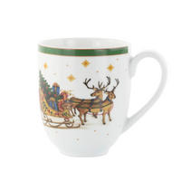 KAFFEEBECHER Vintage Christmas  400 ml   - Weiß/Grün, KONVENTIONELL, Keramik (7,3/10,5cm) - X-Mas