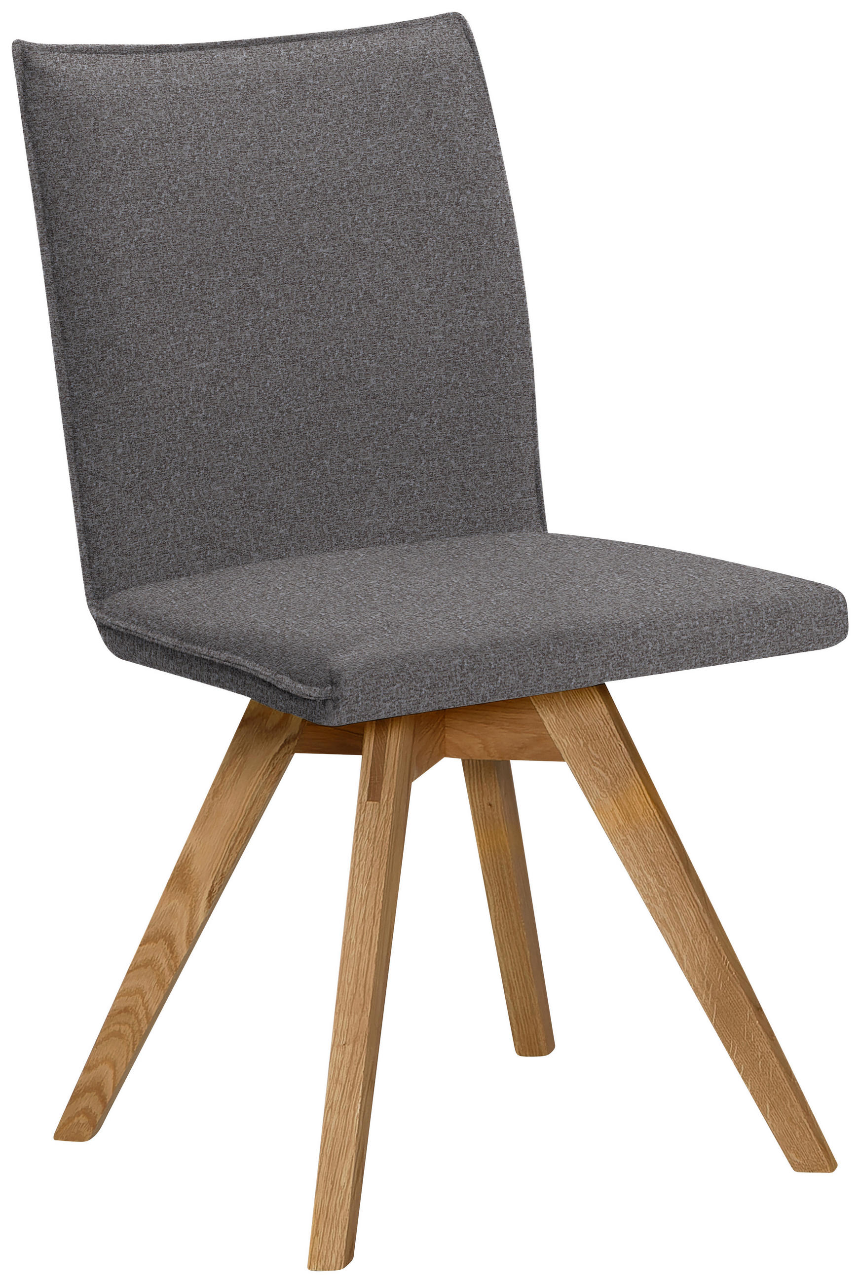 STUHL Samt Grau, Eichefarben Wildeiche massiv - Eichefarben/Grau, KONVENTIONELL, Holz/Textil (60/91/61cm) - Moderano