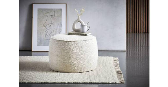 HOCKER Bouclé Weiß  - Weiß, Trend, Textil (60,5/40/60,5cm) - Xora