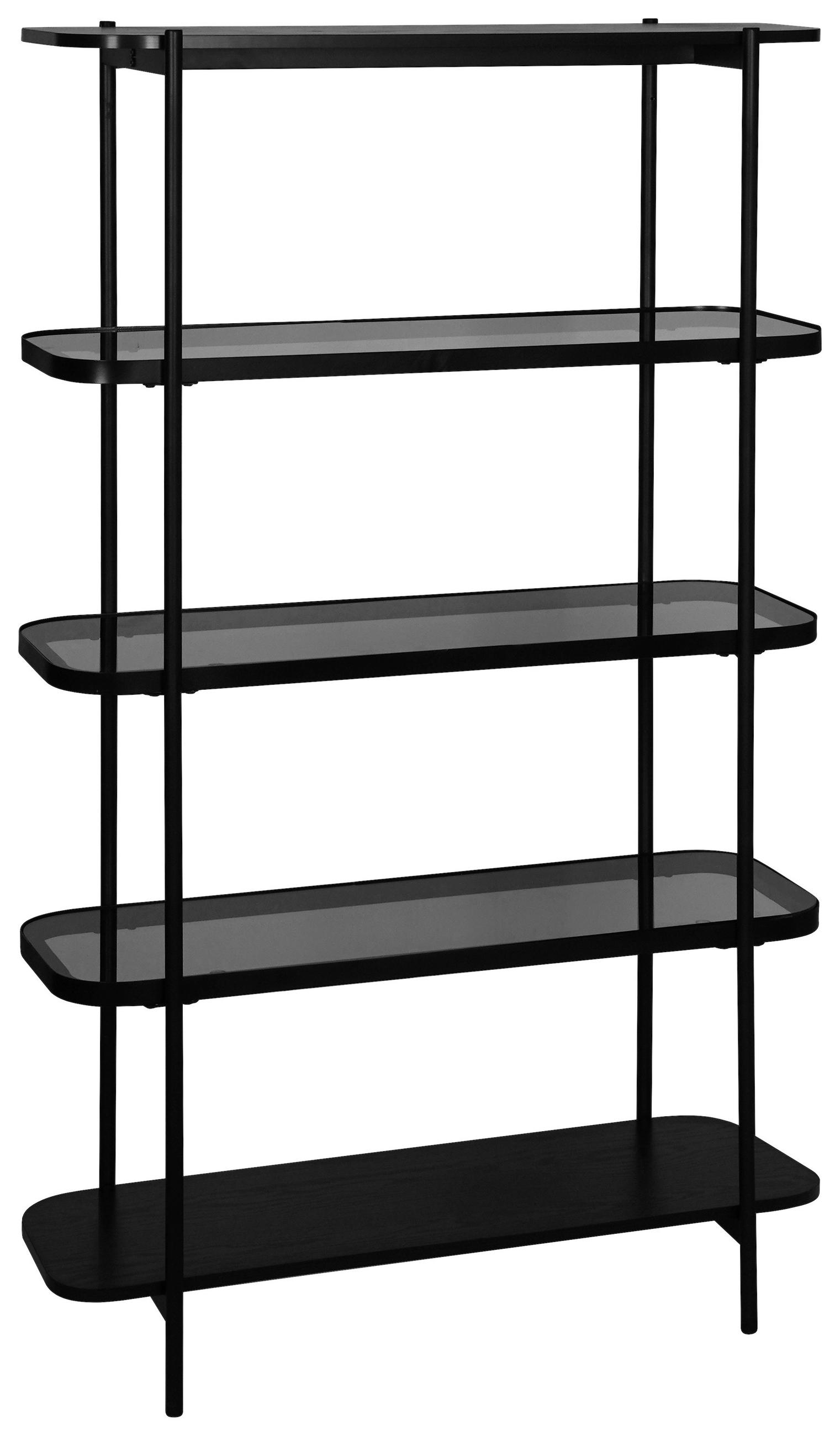 REGAL  90/155/34 cm Grau, Schwarz  - Schwarz/Grau, Trend, Glas/Holzwerkstoff (90/155/34cm) - Xora