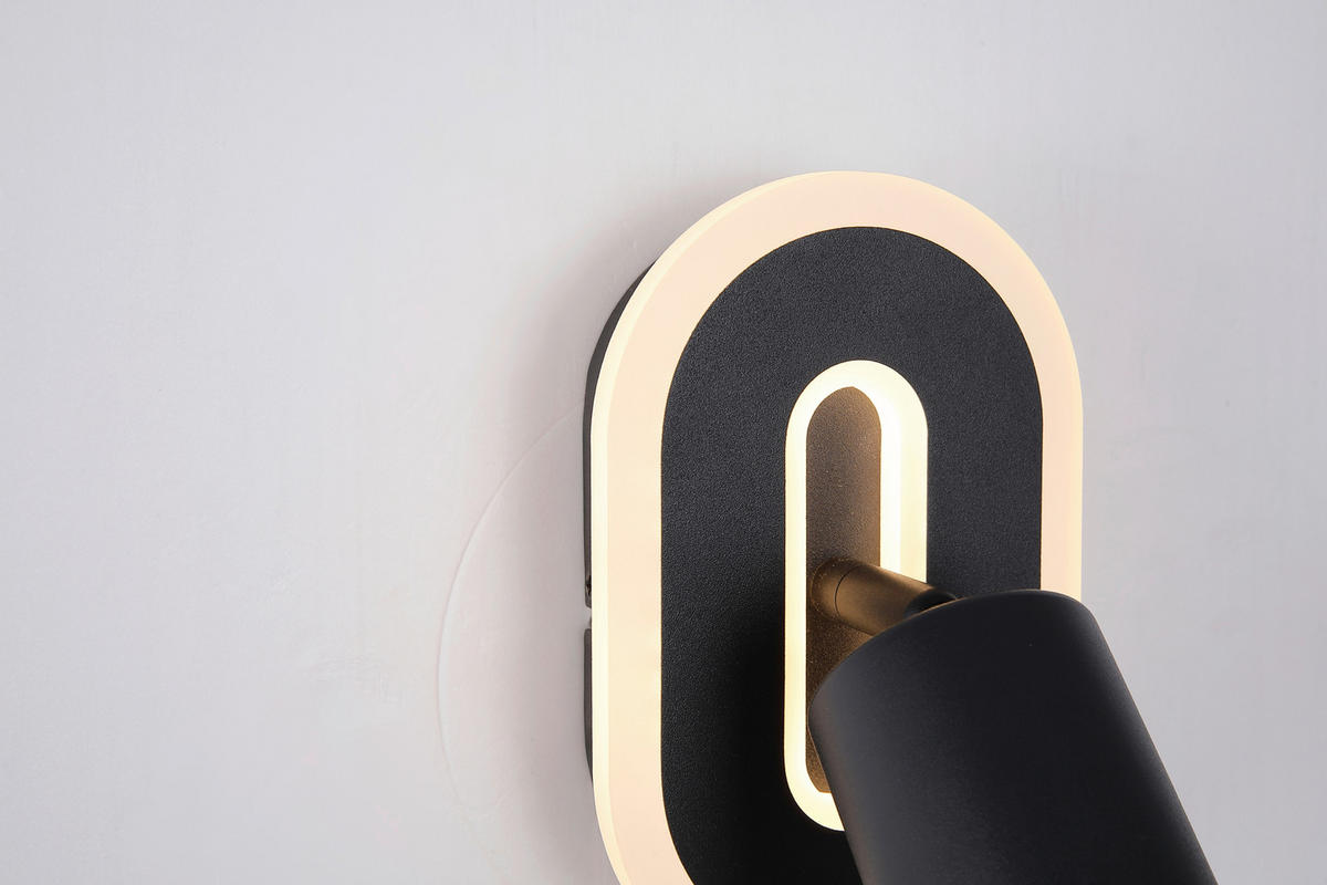 WANDLEUCHTE San Diego 16/10 cm  - Schwarz/Weiß, Design, Kunststoff/Metall (16/10cm)