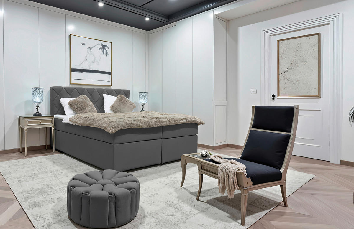 BOXBETT 180/200 cm  in Graphitfarben  - Graphitfarben, MODERN, Textil (180/200cm) - Livetastic