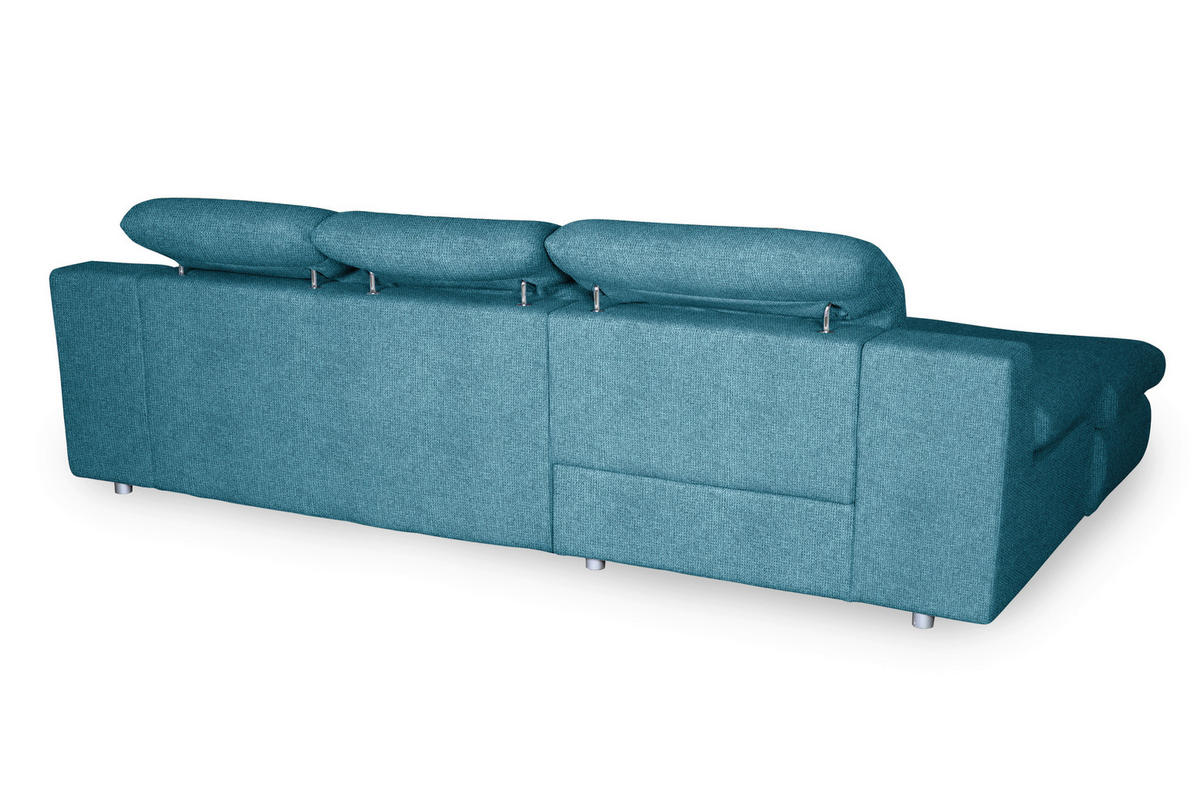 ECKSOFA in Chenille Blau  - Chromfarben/Blau, Design, Textil/Metall (165/286cm) - Livetastic