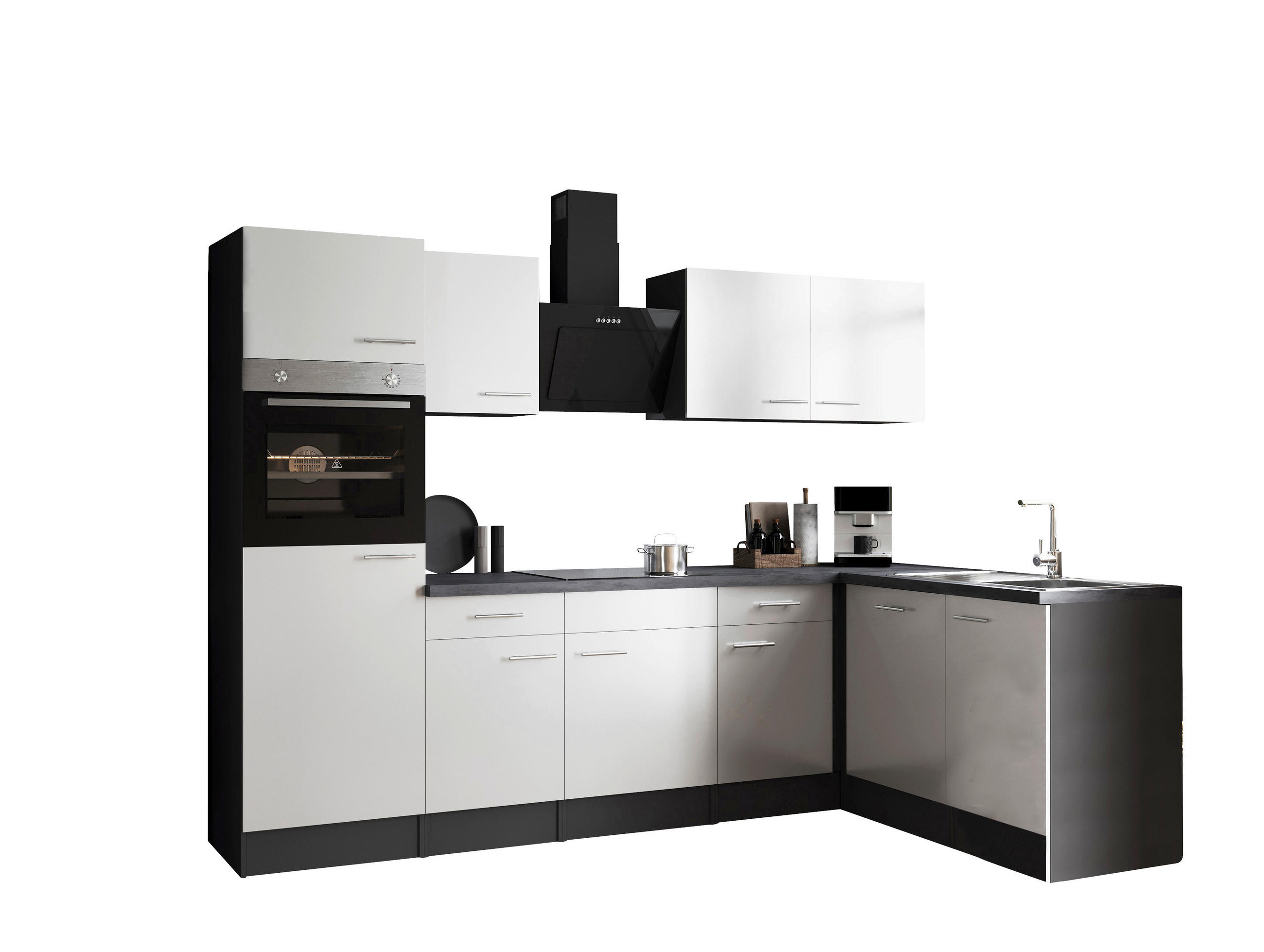 HÖRNKÖK 280/172 cm i grå, vit - vit/silver, Design, metall/trämaterial (280/172cm) - Respekta