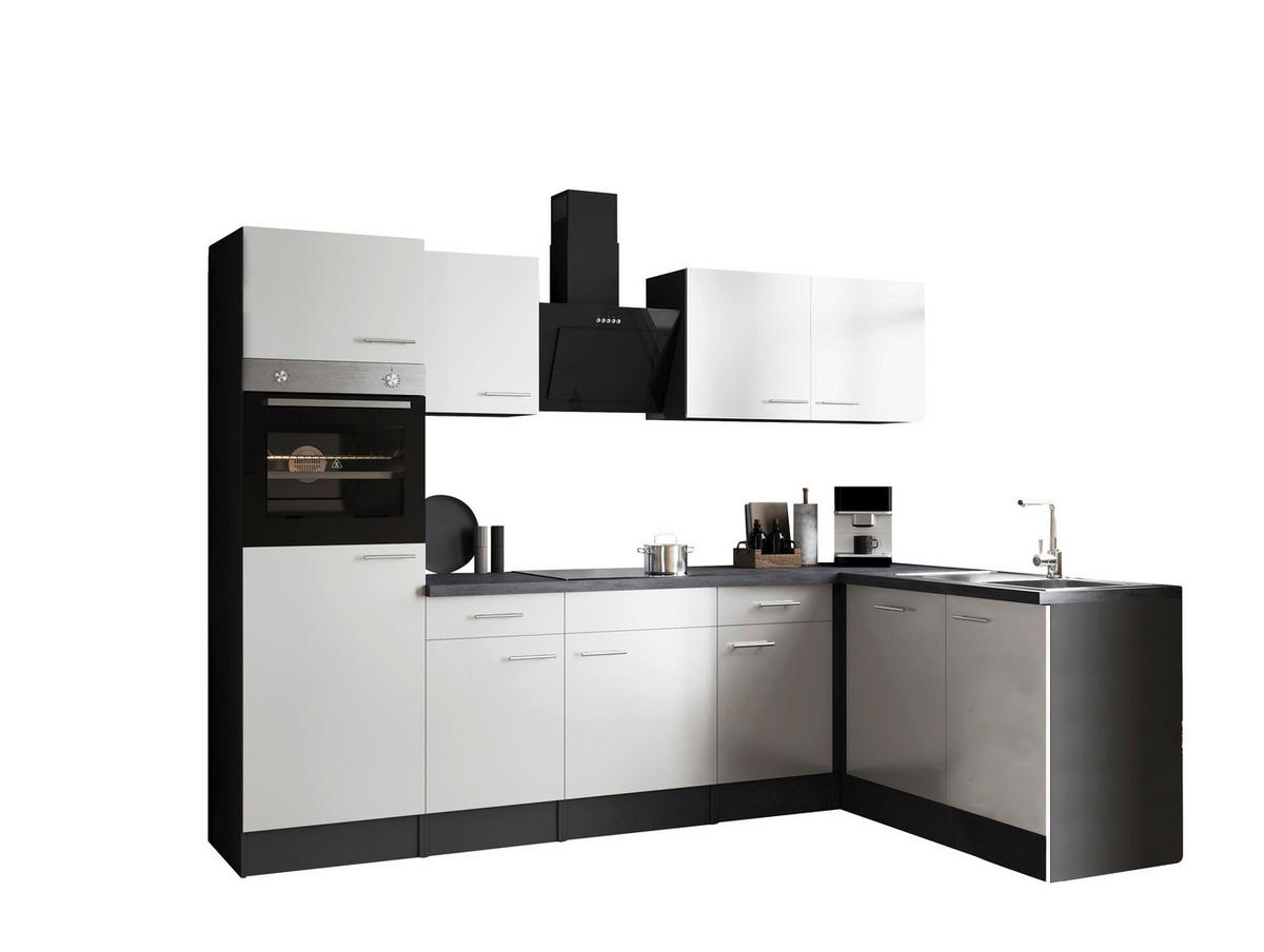 ECKKÜCHE 280/172 cm  in Grau, Weiß  - Silberfarben/Weiß, Design, Holzwerkstoff/Metall (280/172cm) - Respekta