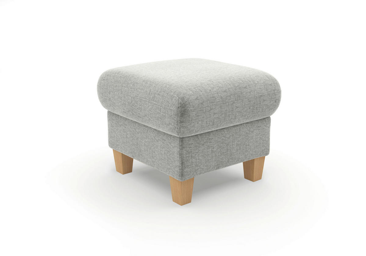 HOCKER GLENDALE E Flachgewebe Hellgrau  - Eichefarben/Hellgrau, KONVENTIONELL, Holz/Textil (58/48/58cm) - Sit & More