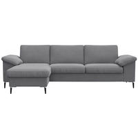 ECKSOFA Grau Flachgewebe  - Schwarz/Alufarben, Design, Textil/Metall (159/242cm) - Livetastic