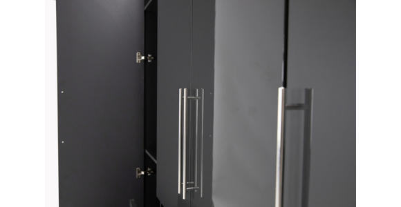 KLEIDERSCHRANK 196/219/59 cm 4-türig Anthrazit Hochglanz, Anthrazit - Anthrazit/Anthrazit Hochglanz, KONVENTIONELL, Holzwerkstoff/Metall (196/219/59cm) - Carryhome