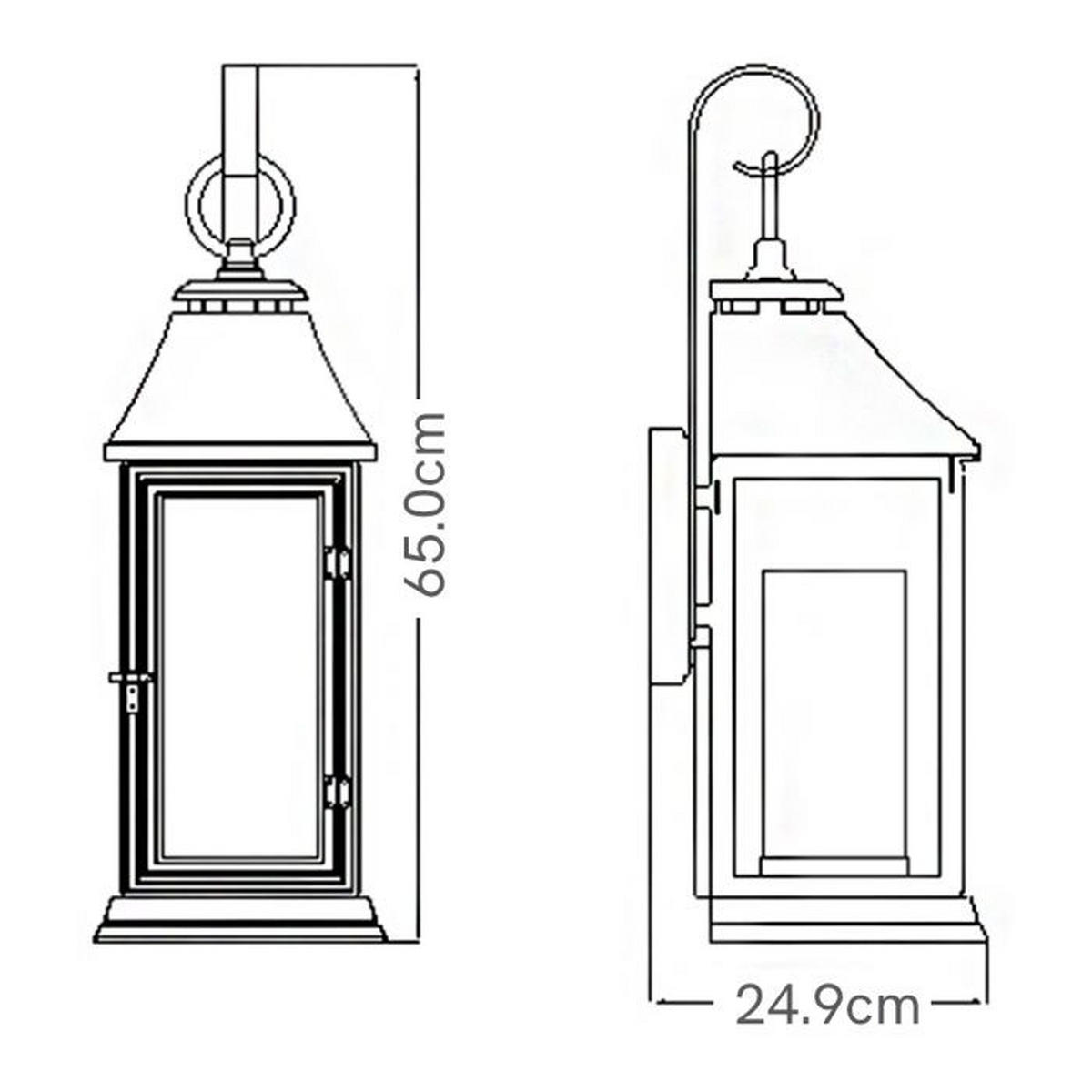 VÄGGLAMPA UTOMHUS - zinkfärgad, Klassisk, glas/plast (21.6/24,5/64cm) - Elstead Lighting