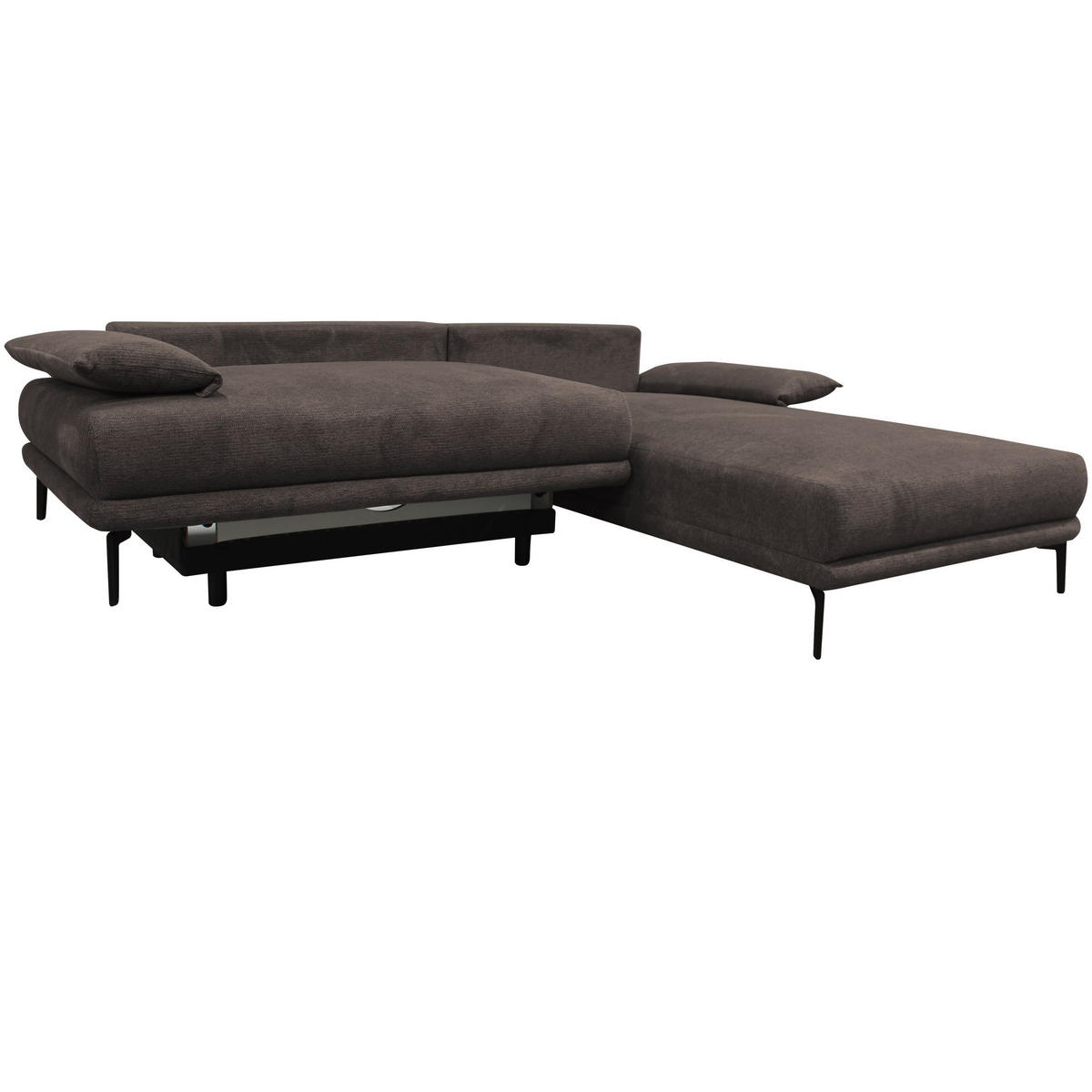ECKSOFA in Webstoff Graubraun  260/192 cm  - Graubraun/Schwarz, Design, Textil/Metall (260/192cm) - MID.YOU