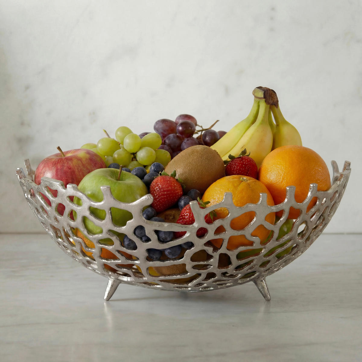 OBSTSCHALE  - Silberfarben, Design, Metall (46/19/46cm) - Livetastic