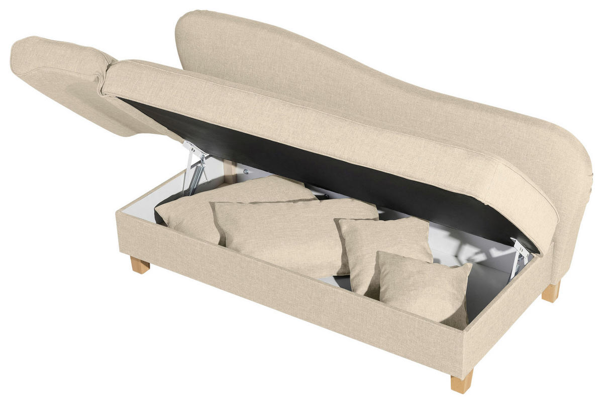 RÉCAMIERE in Flachgewebe Beige  - Beige/Buchefarben, Design, Holz/Textil (190/82/88cm) - Max Winzer