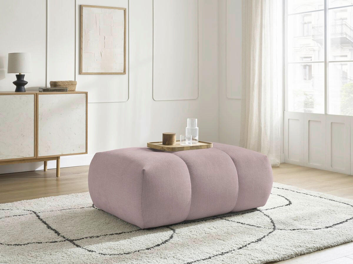 HOCKER FUJI  Leinenoptik Rosa  - Schwarz/Rosa, MODERN, Kunststoff/Textil (112/44/80cm)